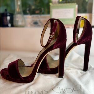 Jimmy Choo Dark Red Velvet Heels